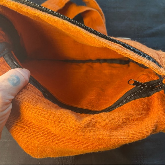 Y2K 100% Cotton made in India’s Burnt Orange crossbody Bag! Bohemian Hippie. New - Picture 8 of 14